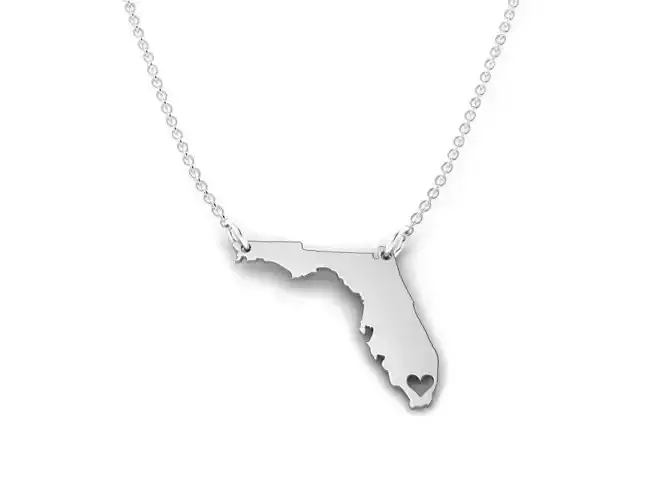 Florida Map Stainless Steel Pendant 3D print model