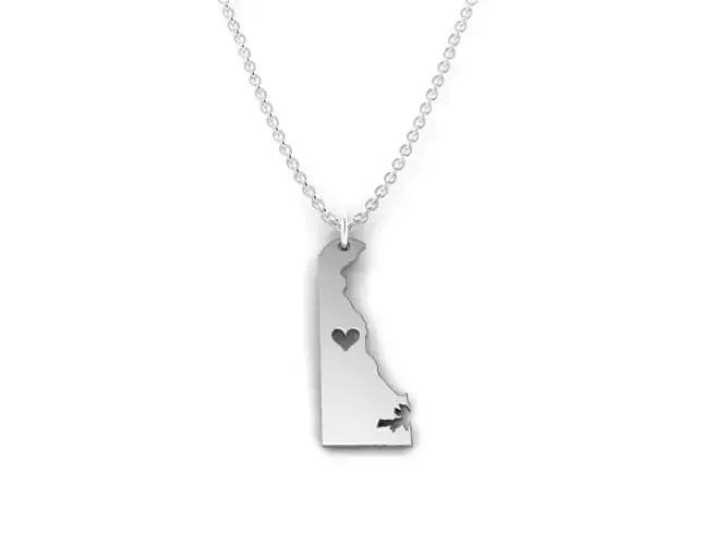 Delaware Map Stainless Steel Pendant 3D print model