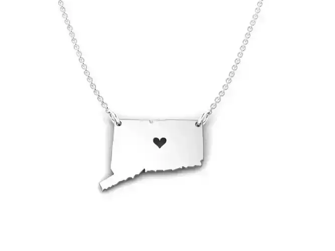 Connecticut Map Stainless Steel Pendant 3D print model