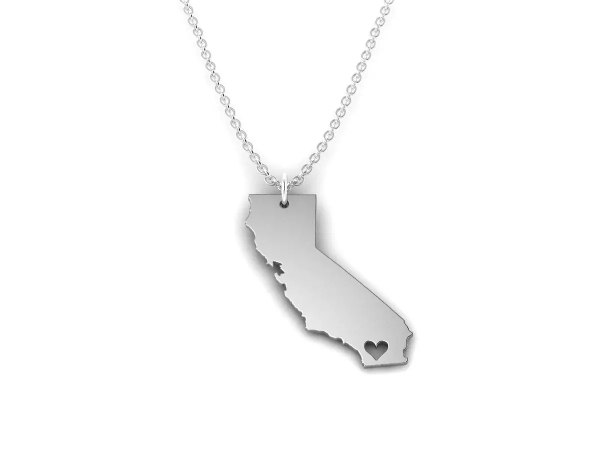 California Map Stainless Steel Pendant 3D print model