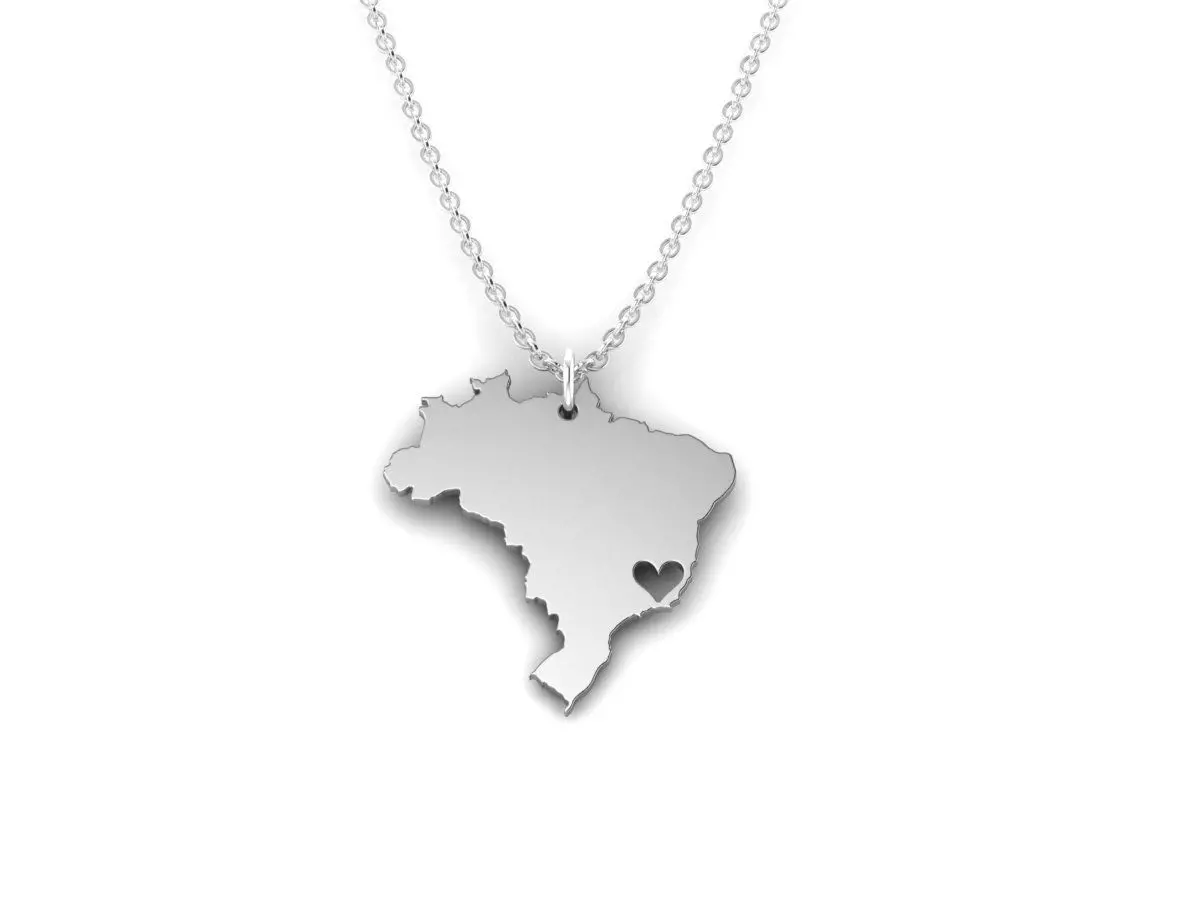 Brazil Map Stainless Steel Pendant 3D print model