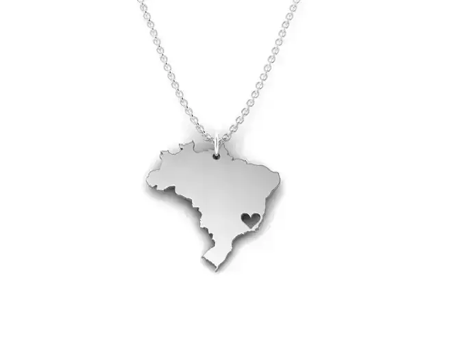 Brazil Map Stainless Steel Pendant 3D print model