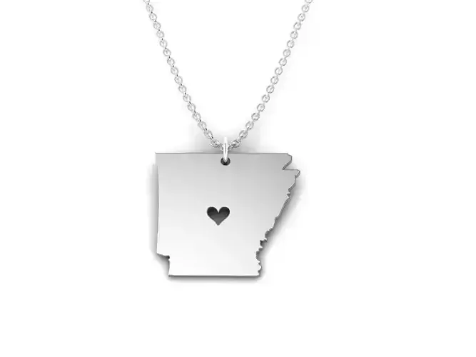 Arkansas Map Stainless Steel Pendant 3D print model