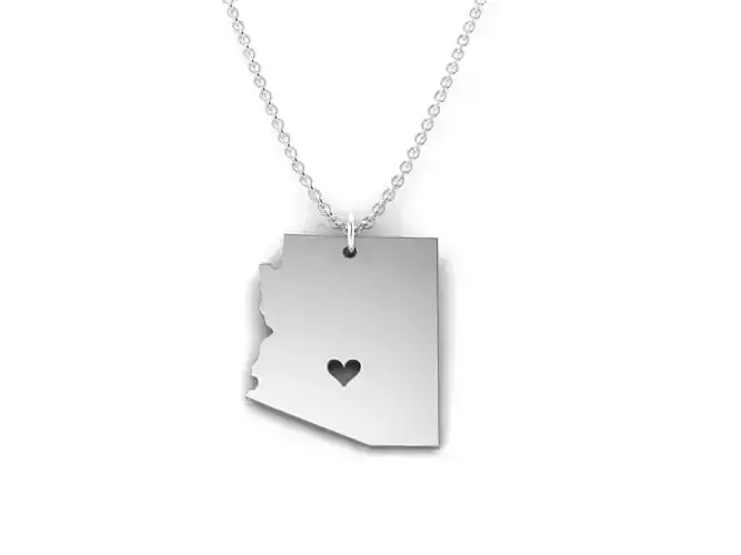 Arizona Map Stainless Steel Pendant 3D print model