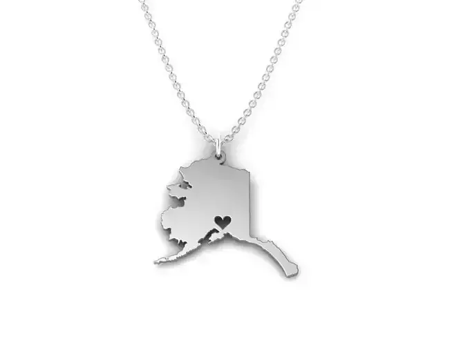 Alaska Map Stainless Steel Pendant 3D print model