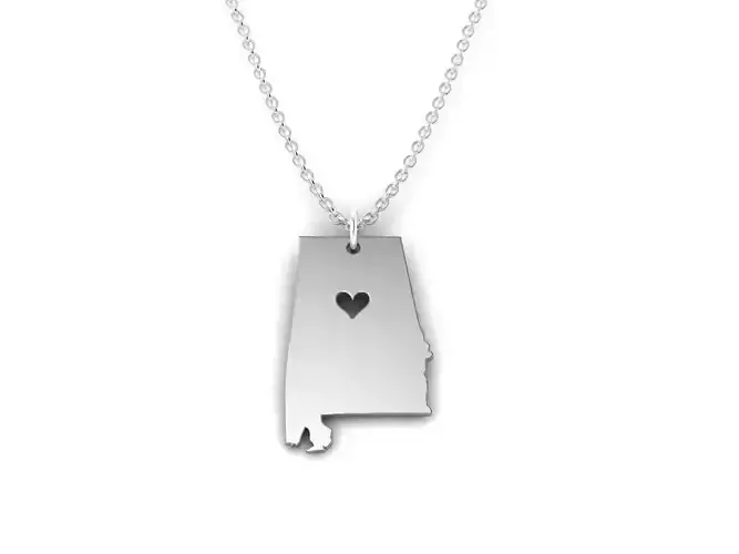 Alabama Map Stainless Steel Pendant 3D print model