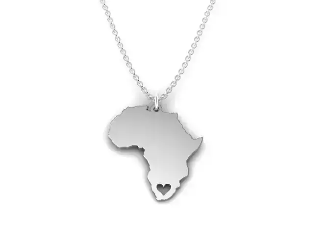 Africa Map Stainless Steel Pendant 3D print model