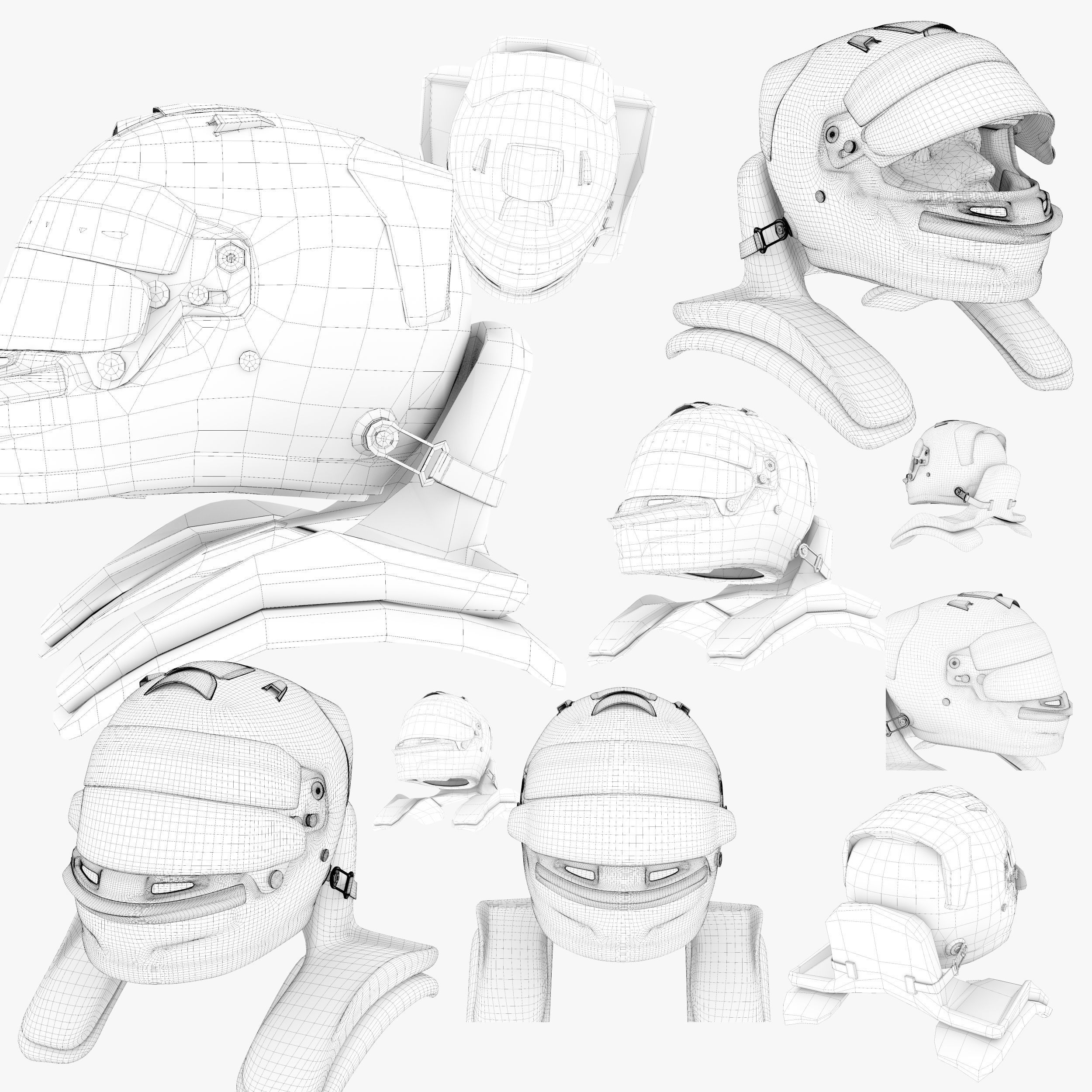 Leclerc Helmet 2018 Low-poly 3D model_8