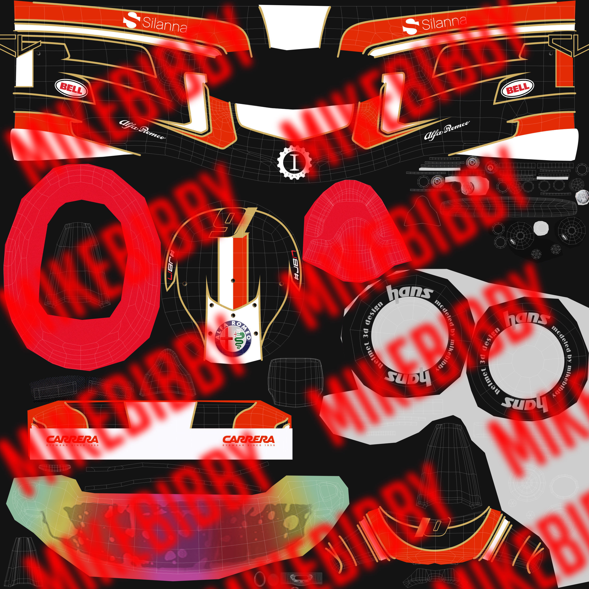 Leclerc Helmet 2018 Low-poly 3D model_13