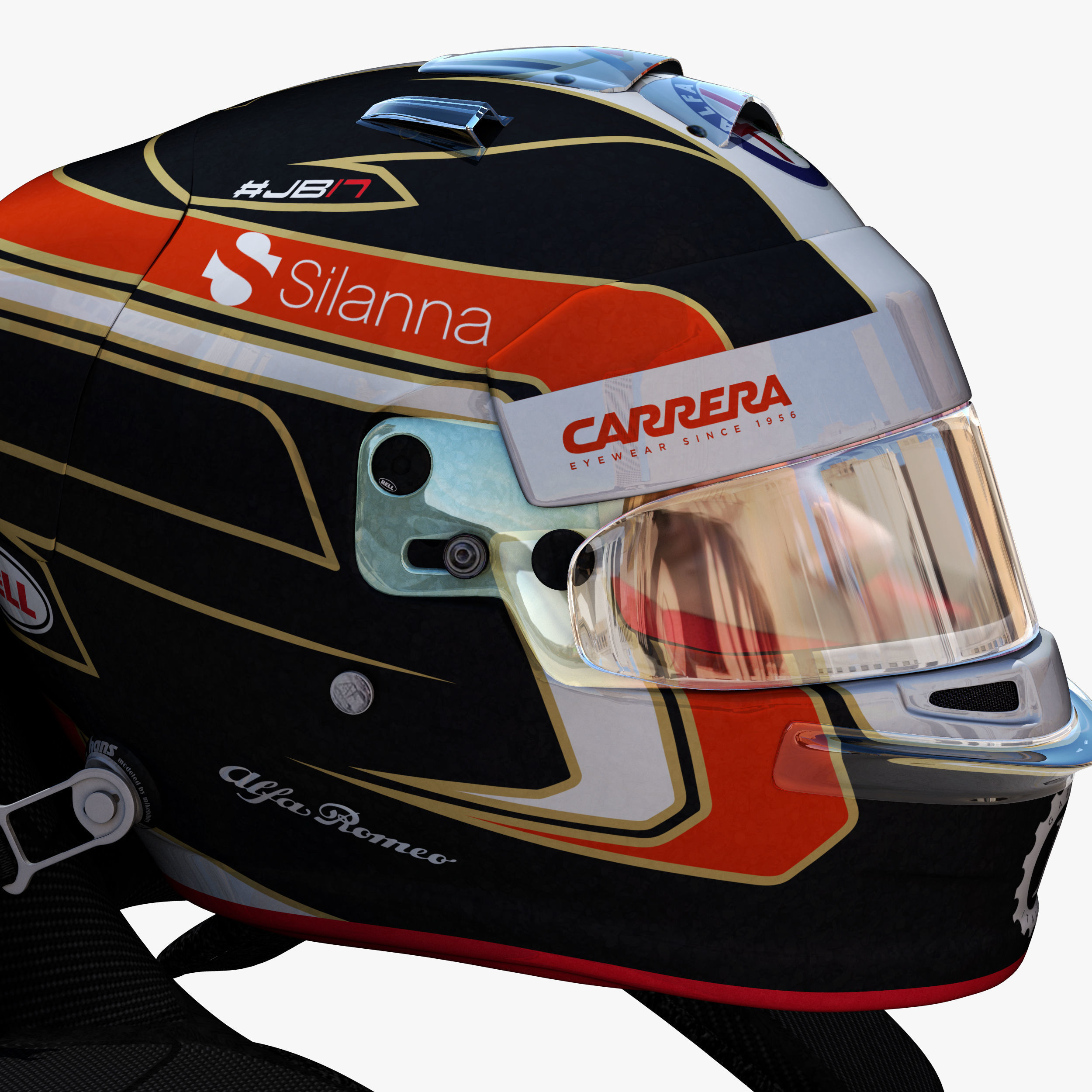 Leclerc Helmet 2018 Low-poly 3D model_9