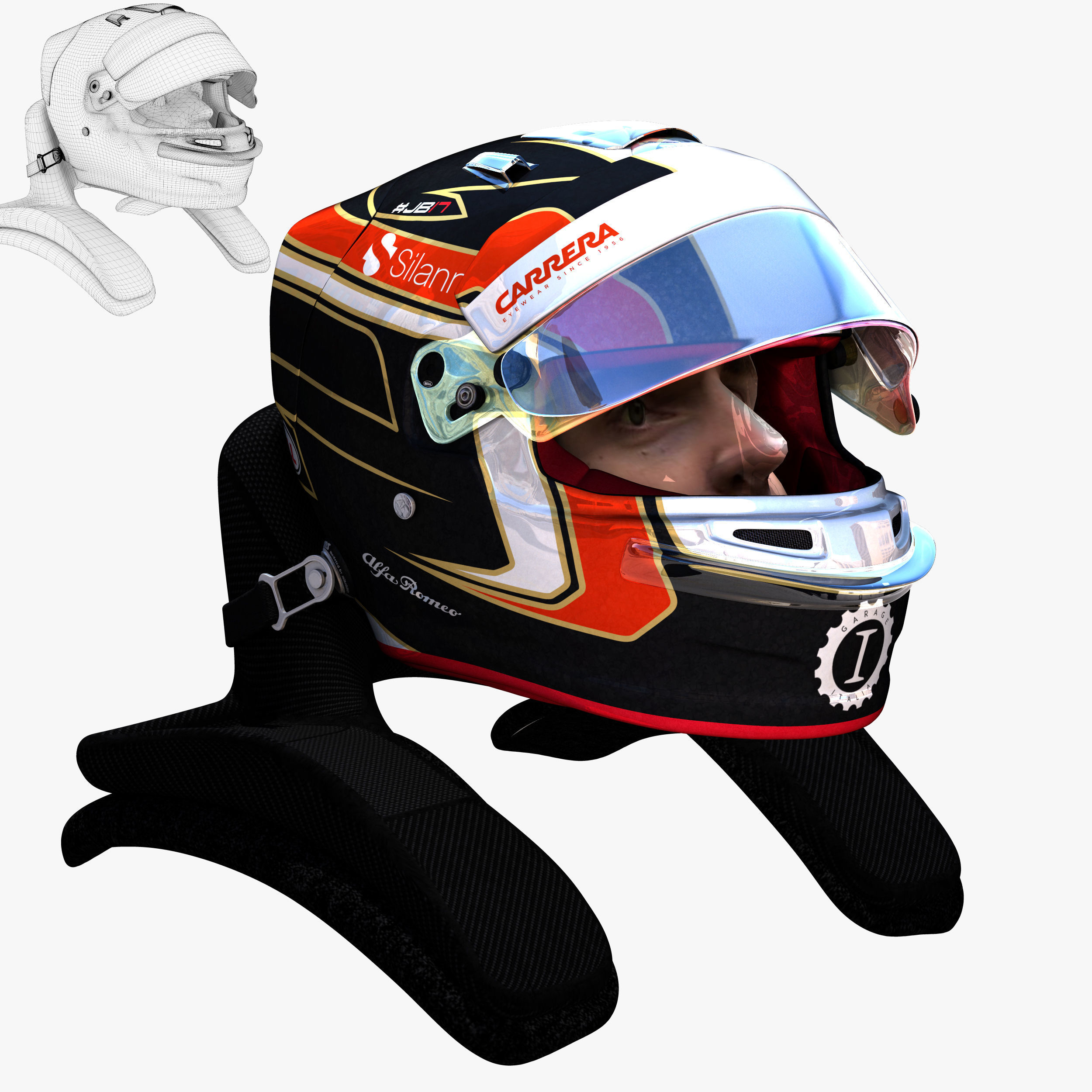 Leclerc Helmet 2018 Low-poly 3D model_2
