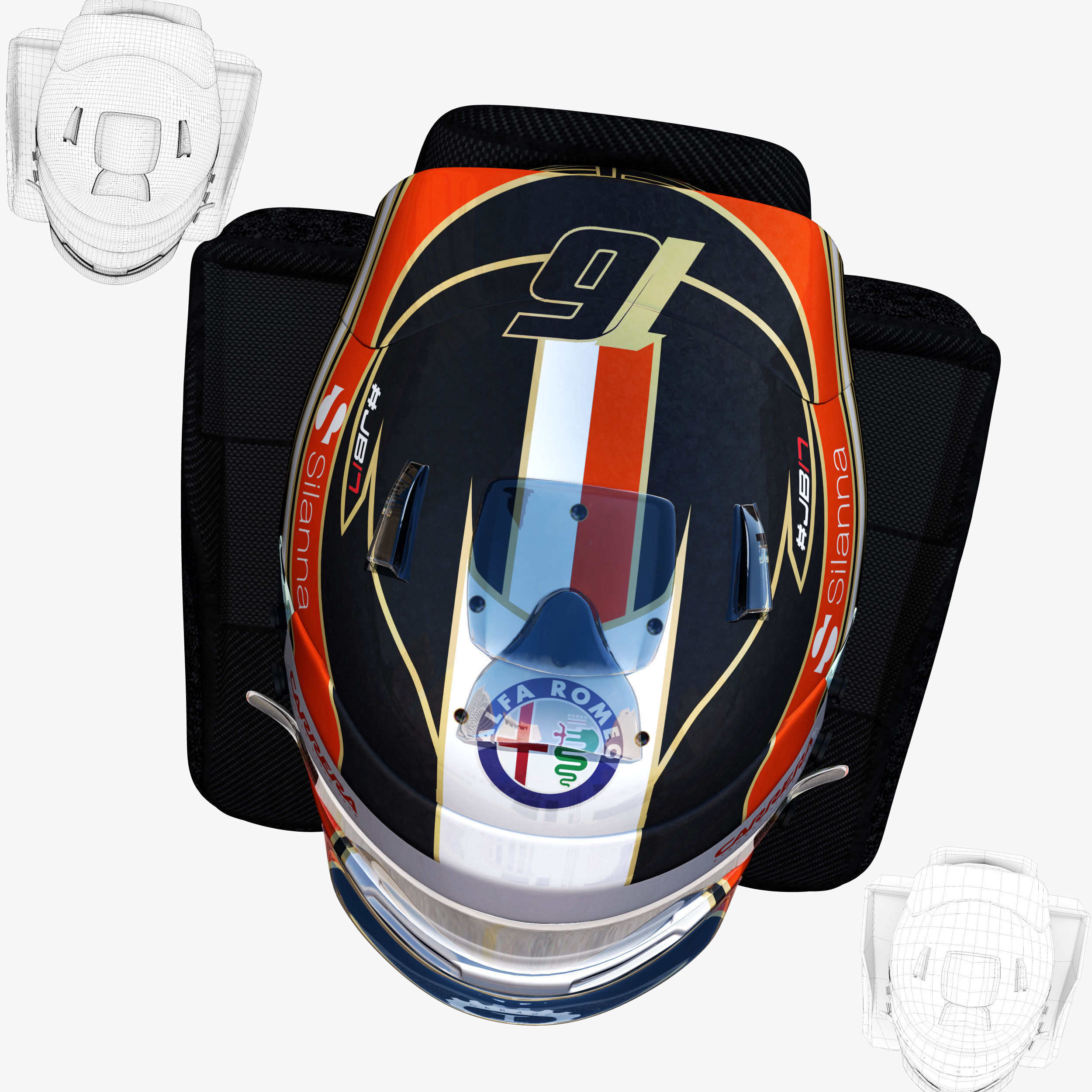 Leclerc Helmet 2018 Low-poly 3D model_1