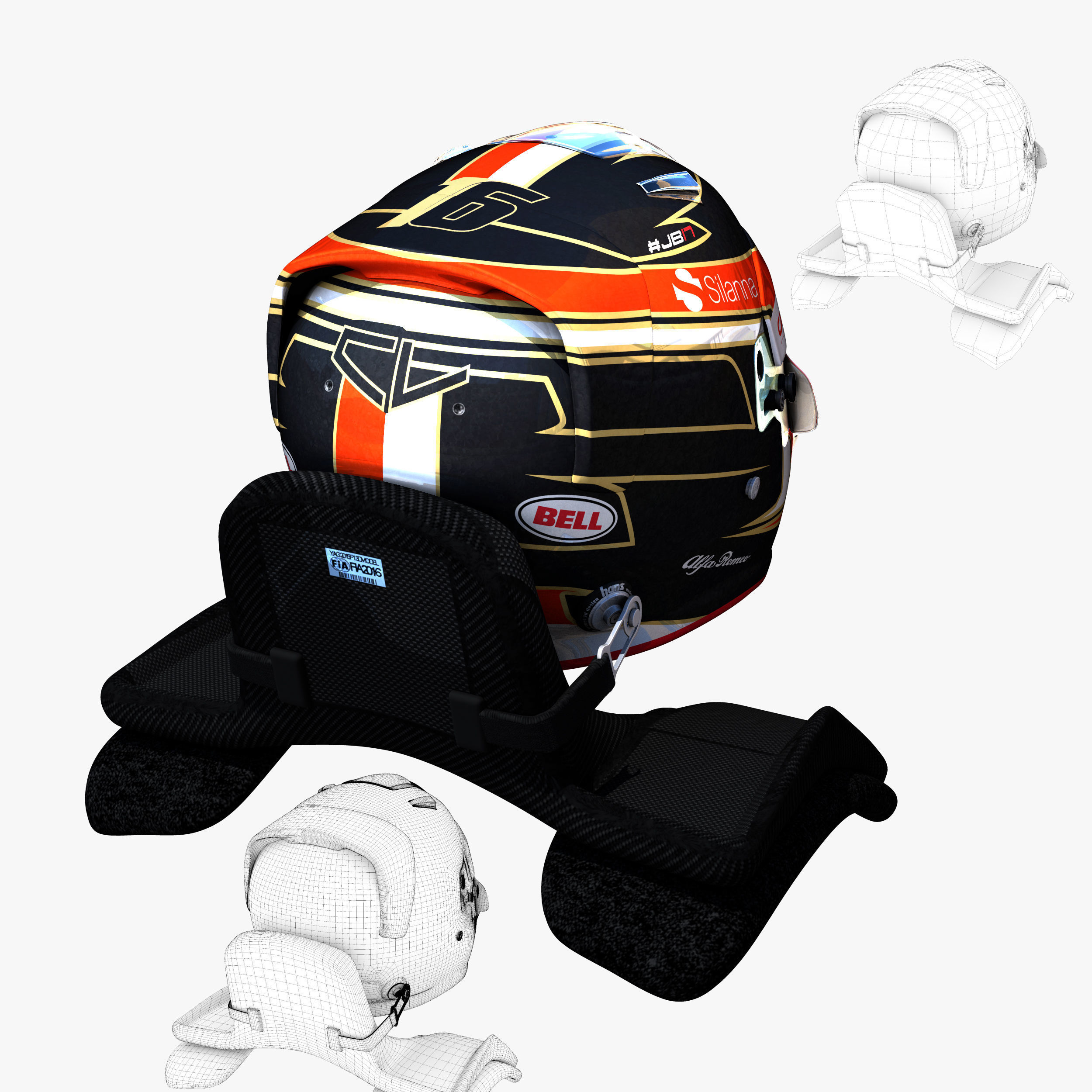 Leclerc Helmet 2018 Low-poly 3D model_3