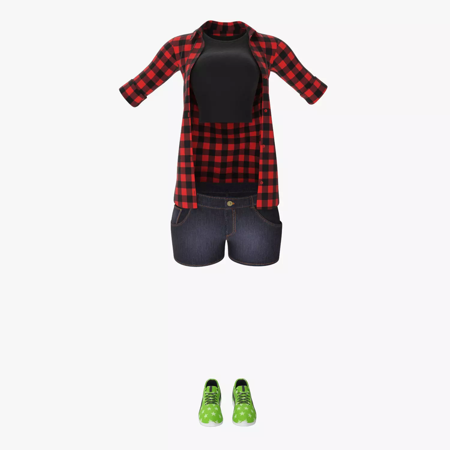 Cloth set plaid shirt 3D model