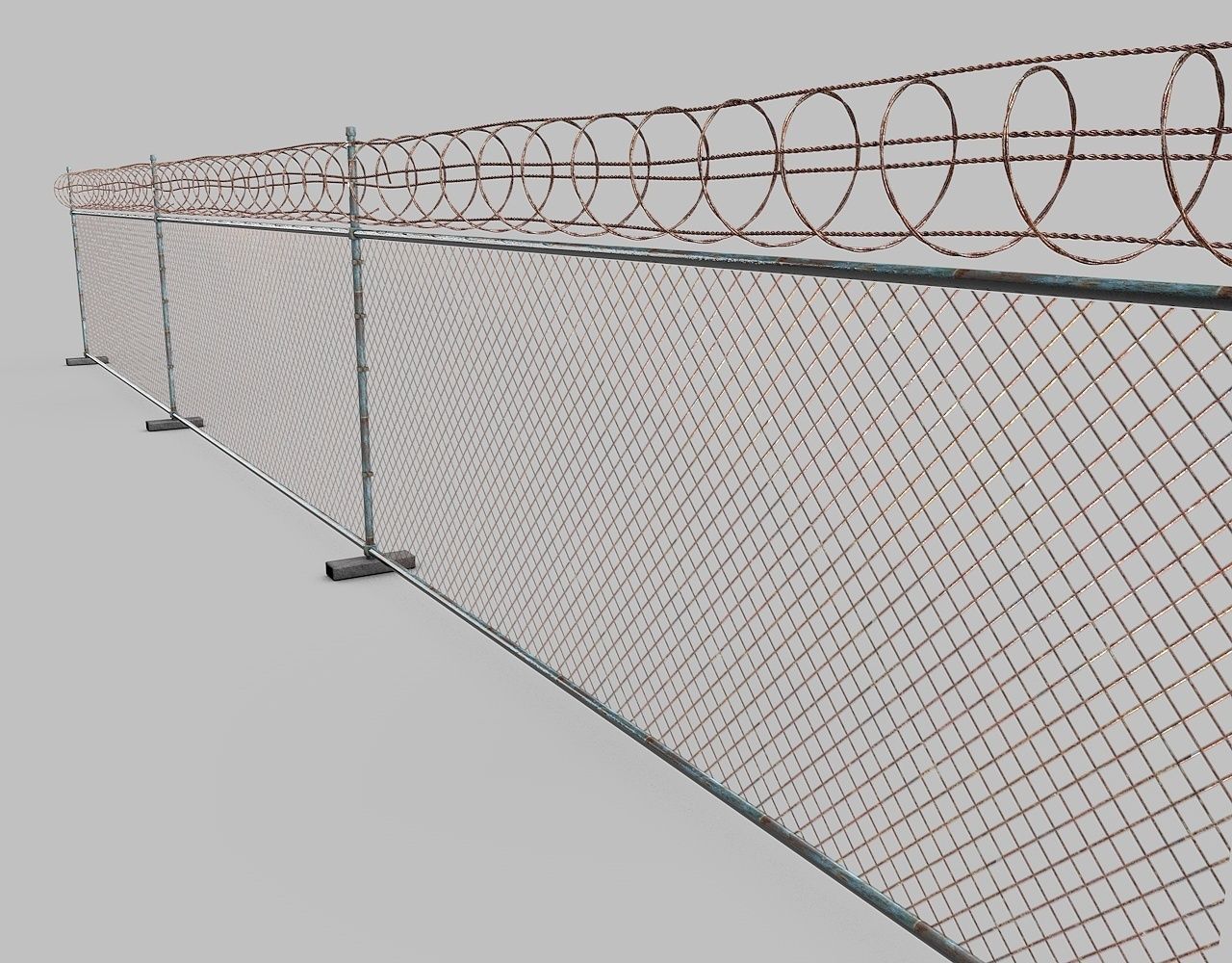 Barbed-Wire-Fence barbed wire on fence 3D model_2