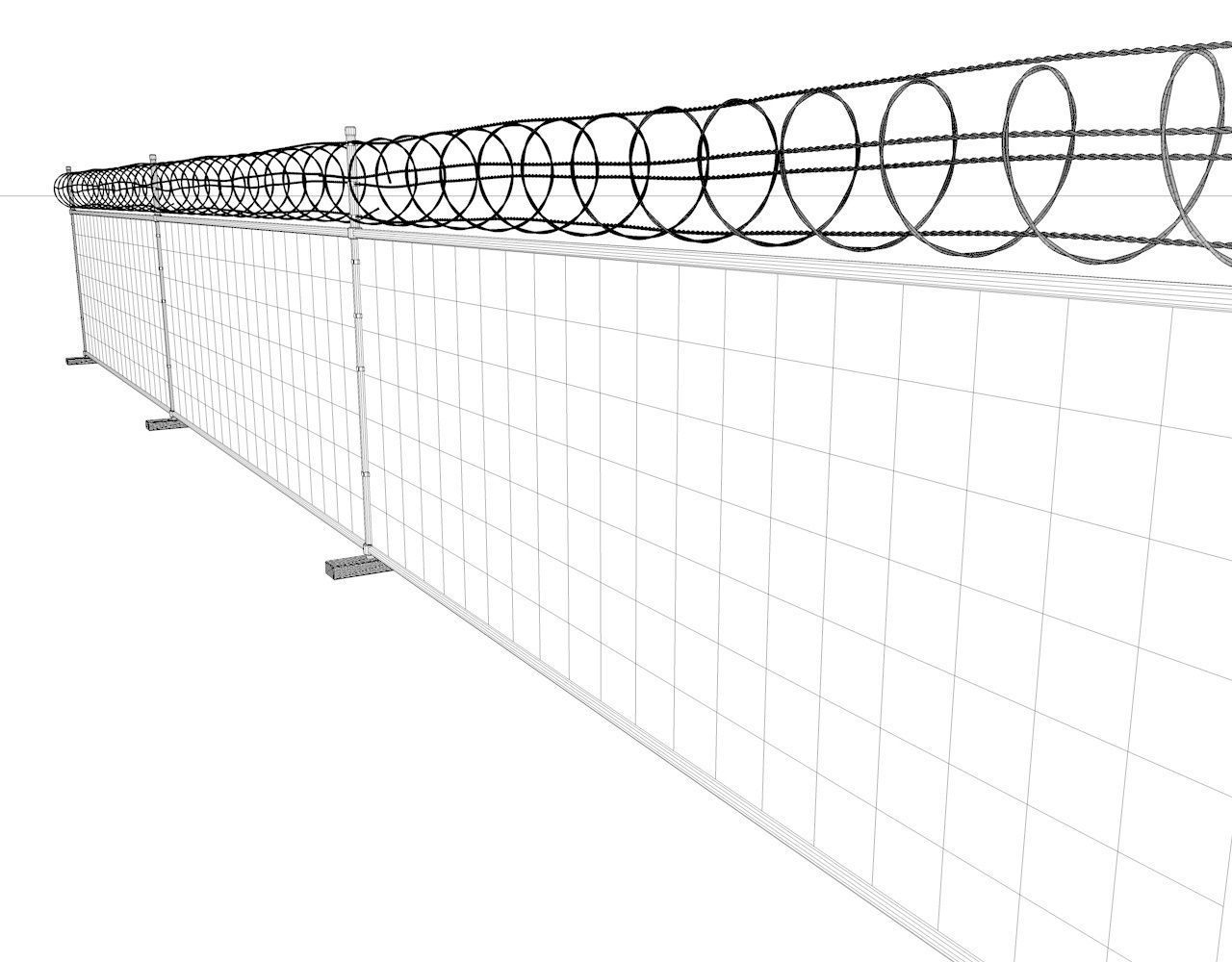Barbed-Wire-Fence barbed wire on fence 3D model_3