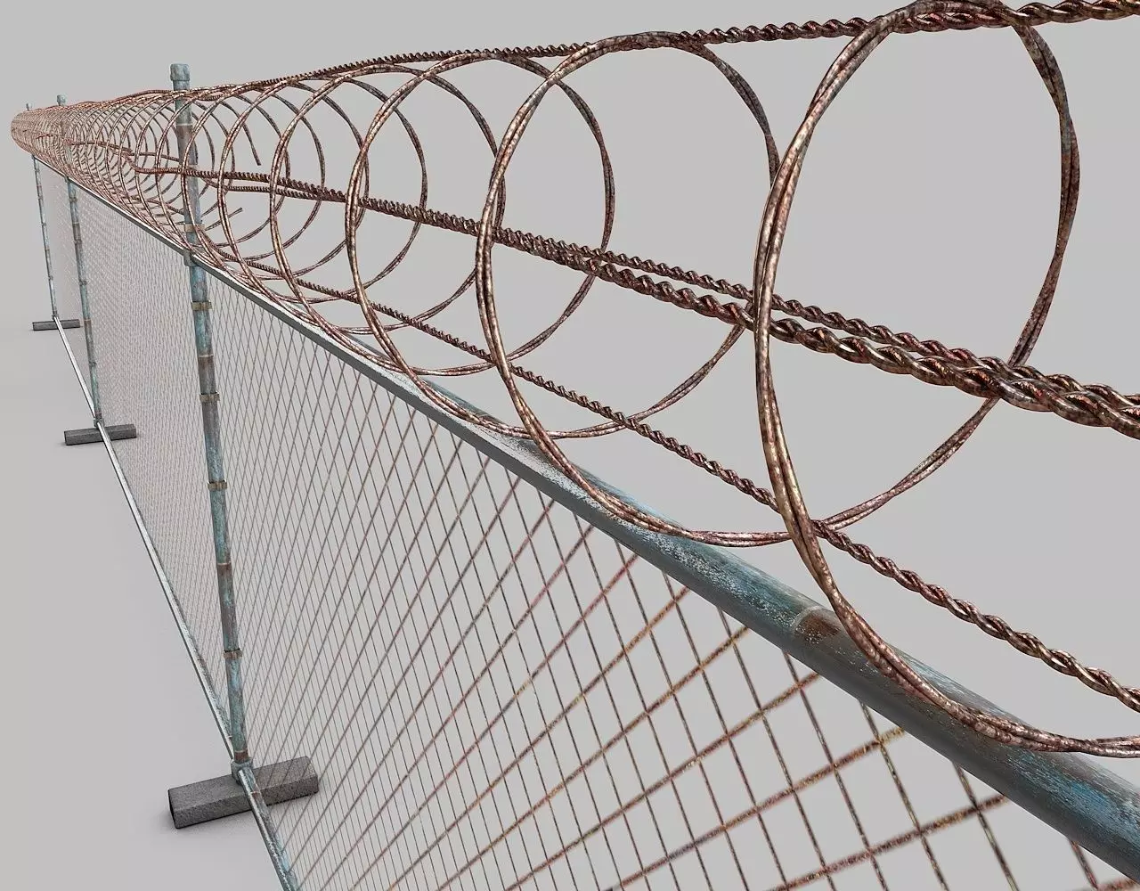 Barbed-Wire-Fence barbed wire on fence 3D model_0