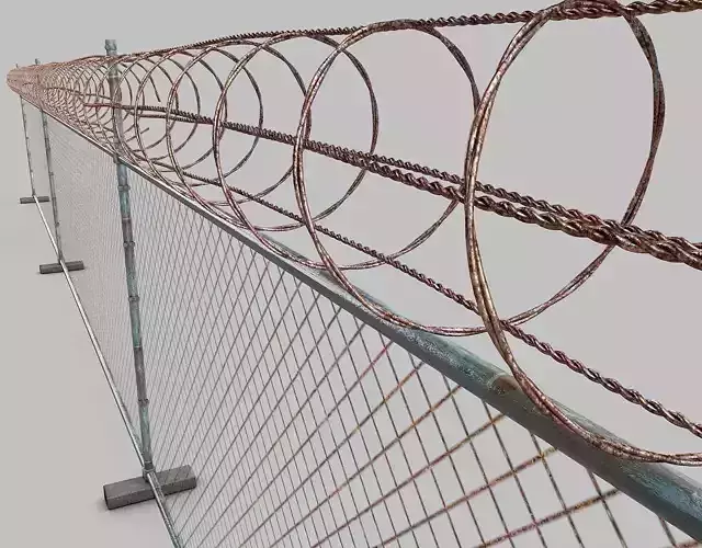 Barbed-Wire-Fence barbed wire on fence 3D model