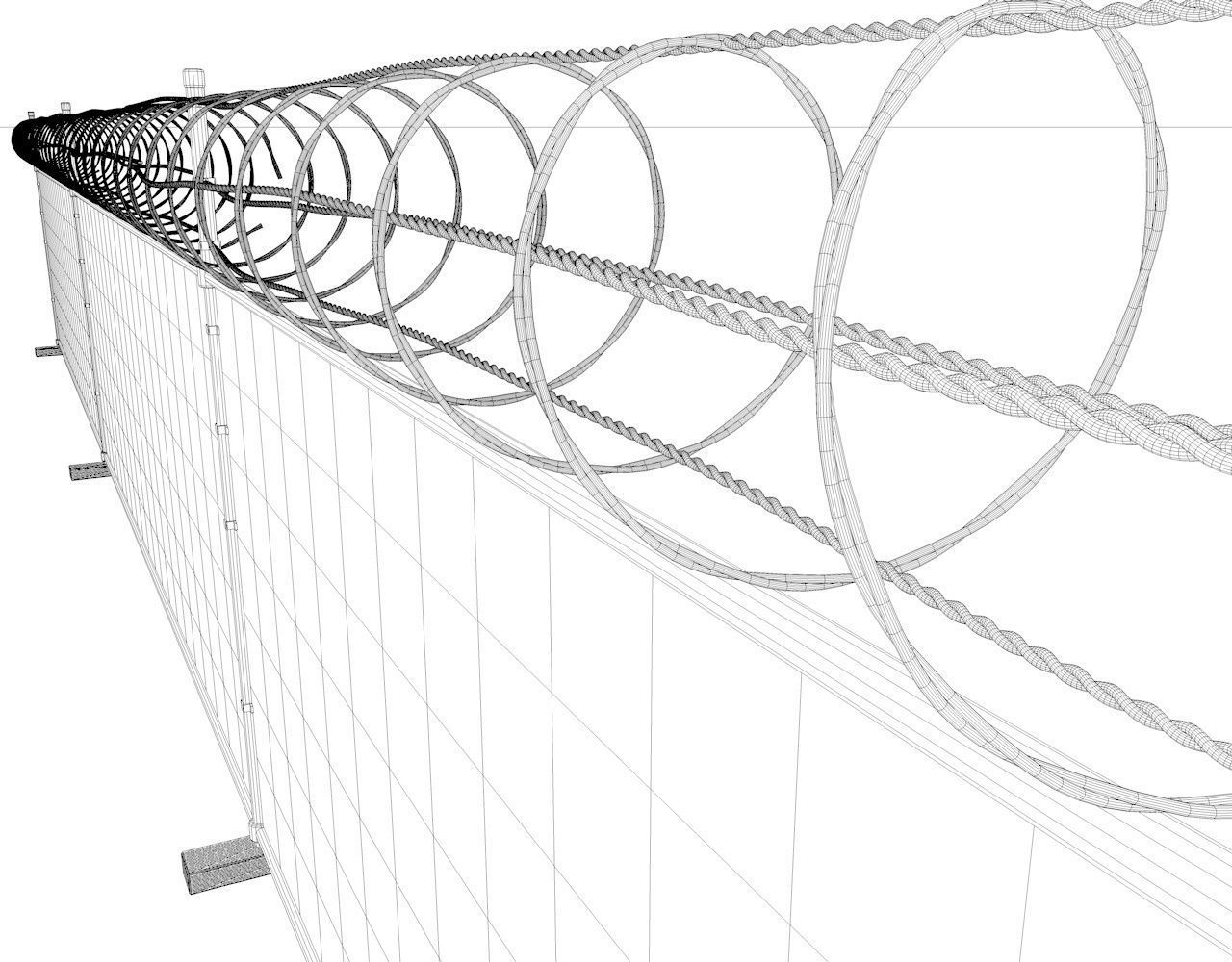 Barbed-Wire-Fence barbed wire on fence 3D model_4