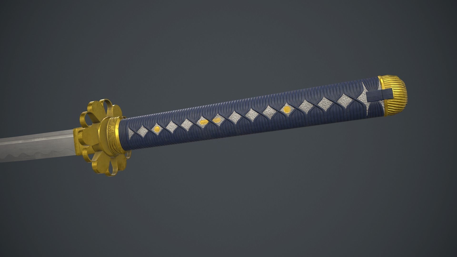 Katana Sword Low-poly 3D model_3