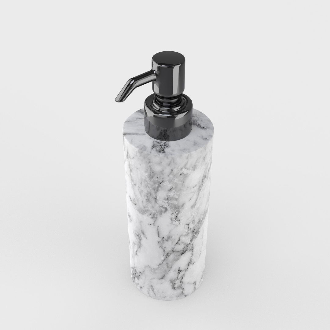 White Marble Soap Dispenser 3D model_1