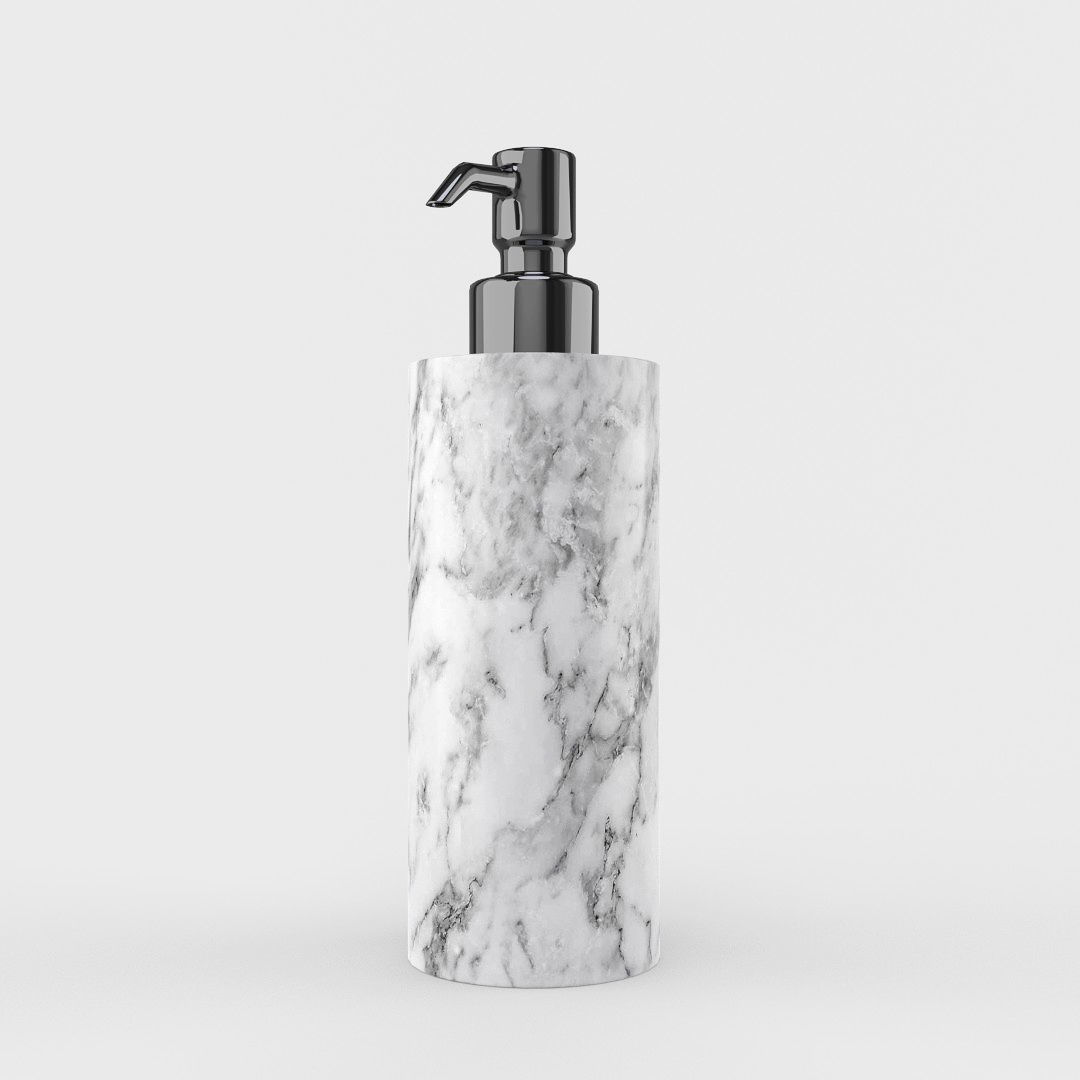 White Marble Soap Dispenser 3D model_3