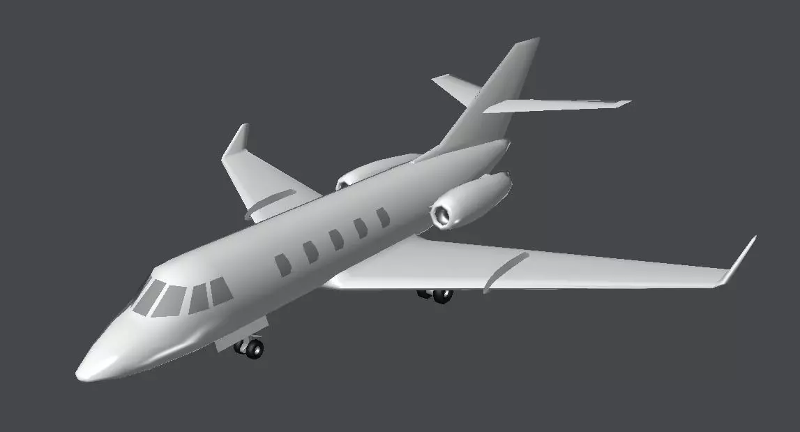 Learjet private jet Low-poly 3D model