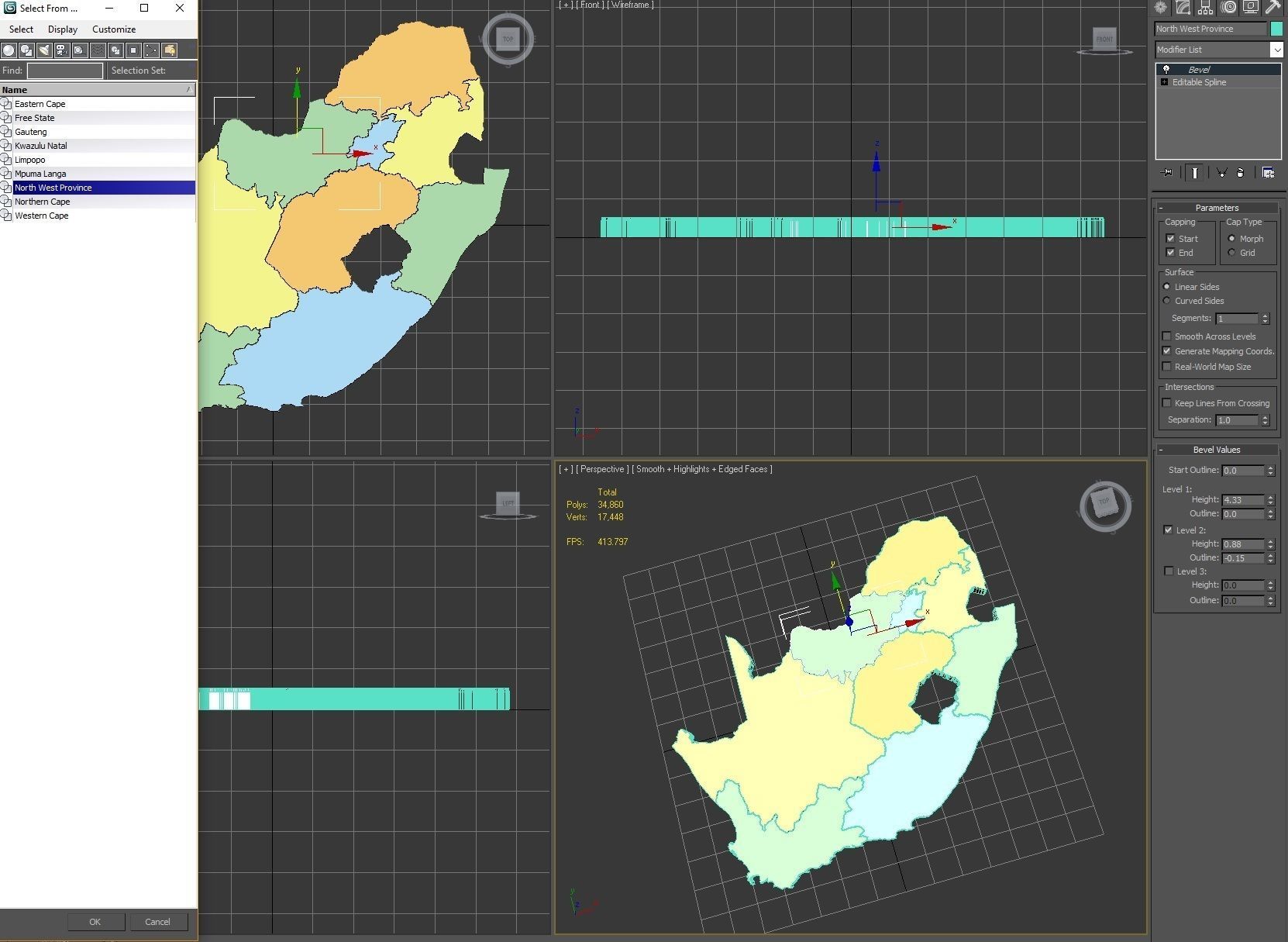 3d Political Map of South Africa 3D model_8