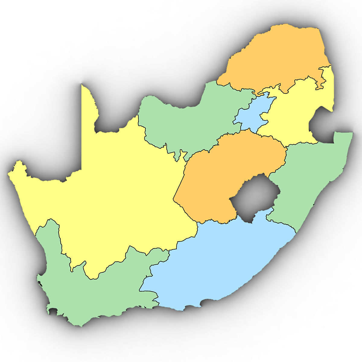 3d Political Map of South Africa 3D model_5