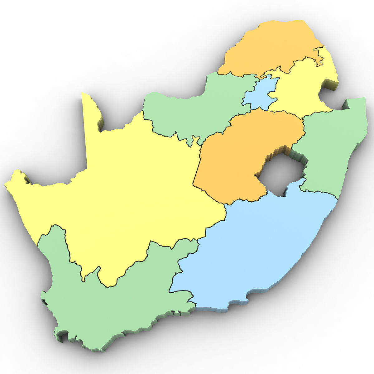 3d Political Map of South Africa 3D model_1