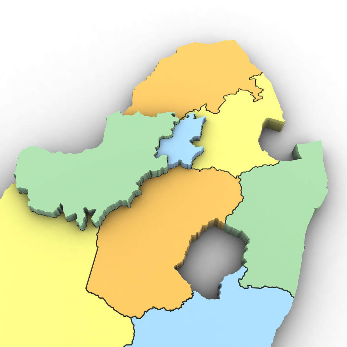 3d Political Map of South Africa 3D model_7