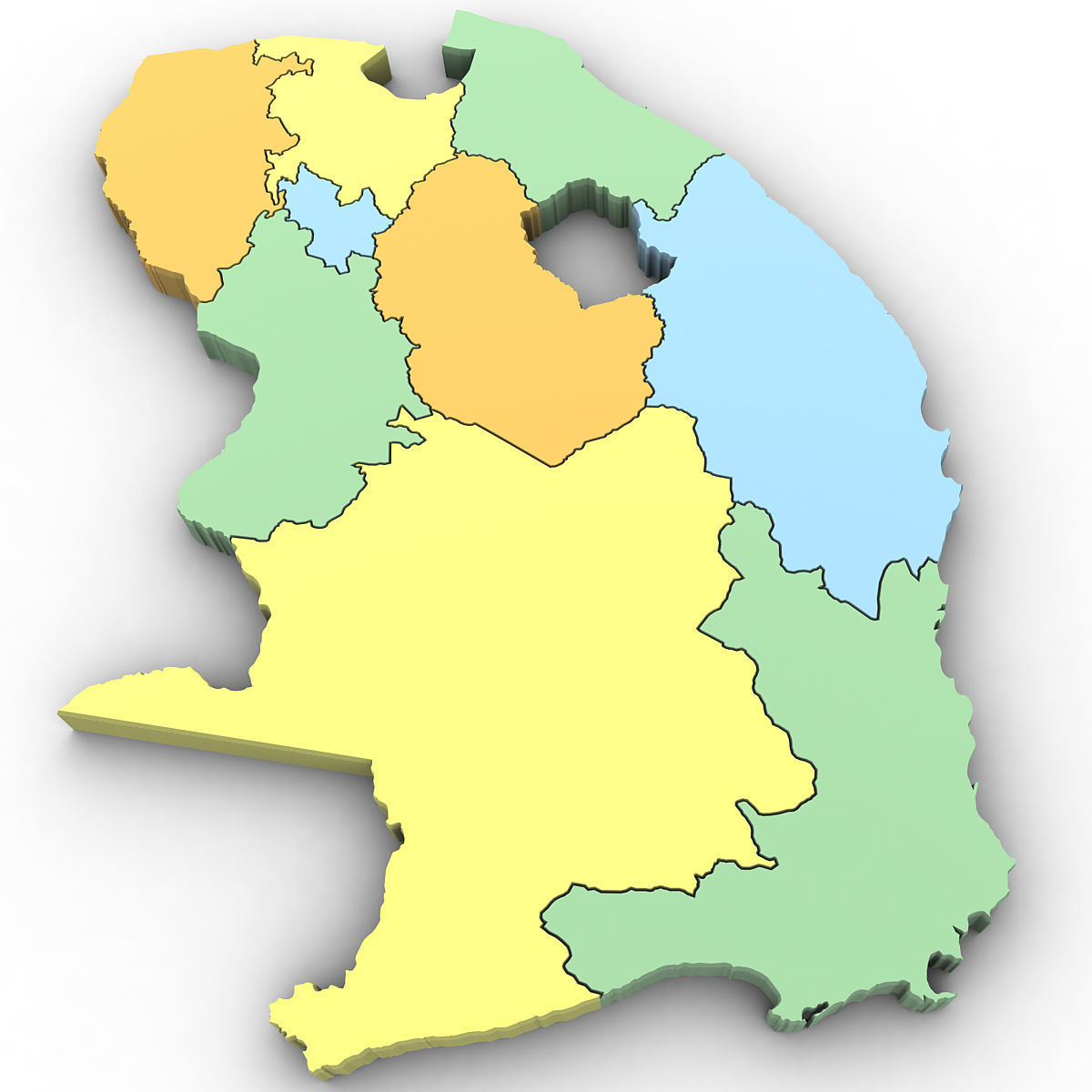 3d Political Map of South Africa 3D model_3