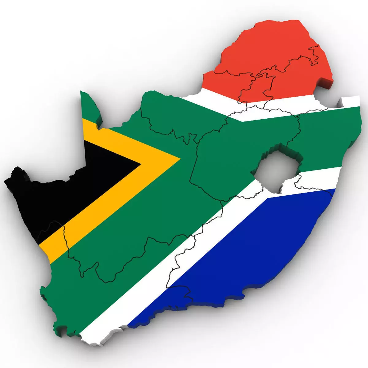 3d Political Map of South Africa 3D model_0
