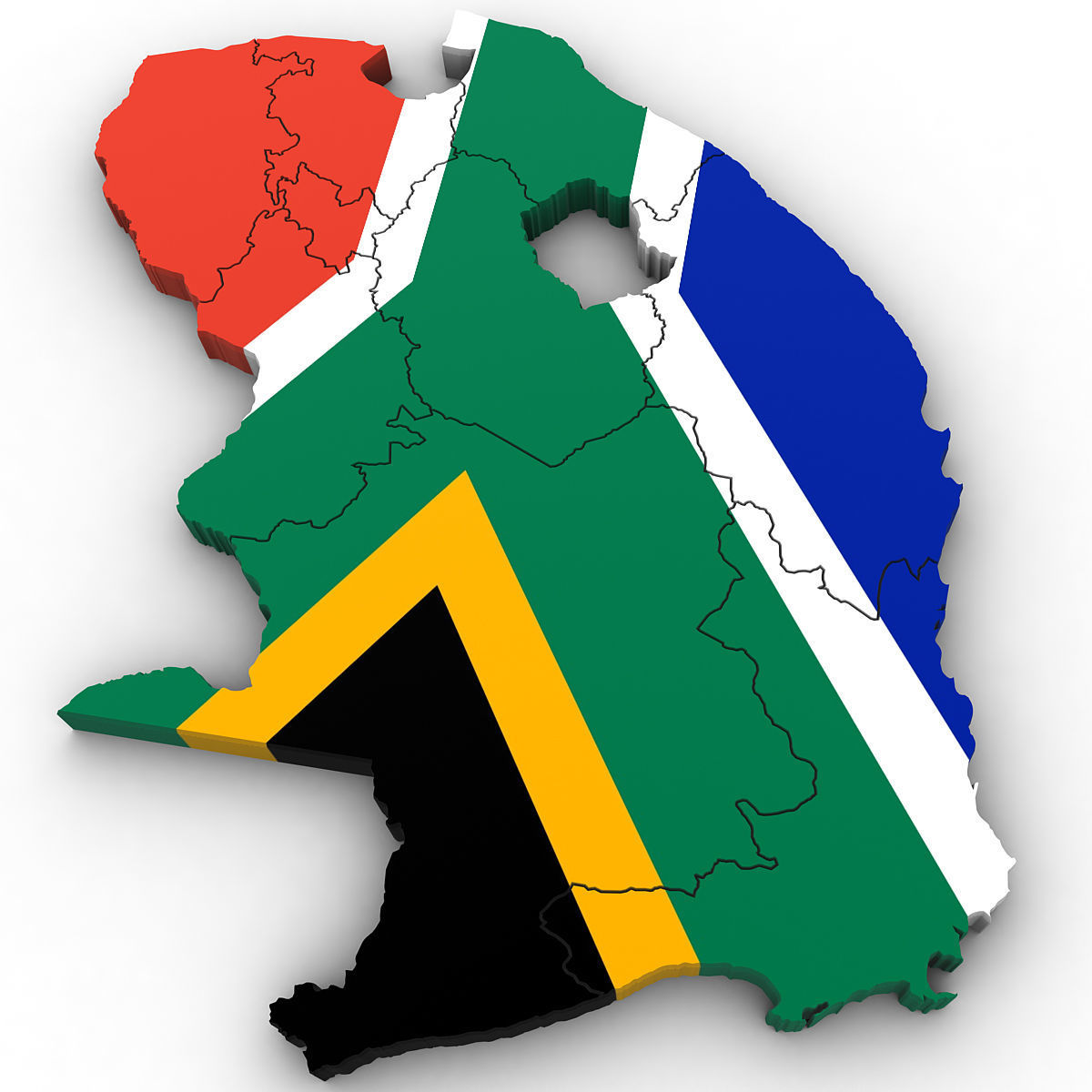 3d Political Map of South Africa 3D model_2
