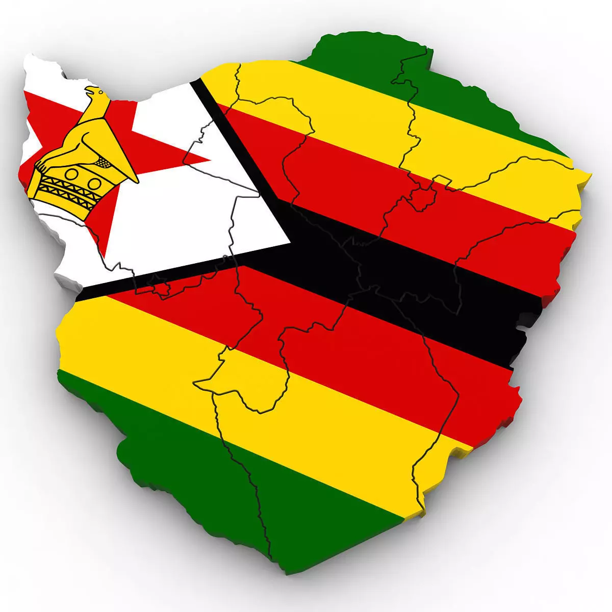 Political Map of Zimbabwe 3D model