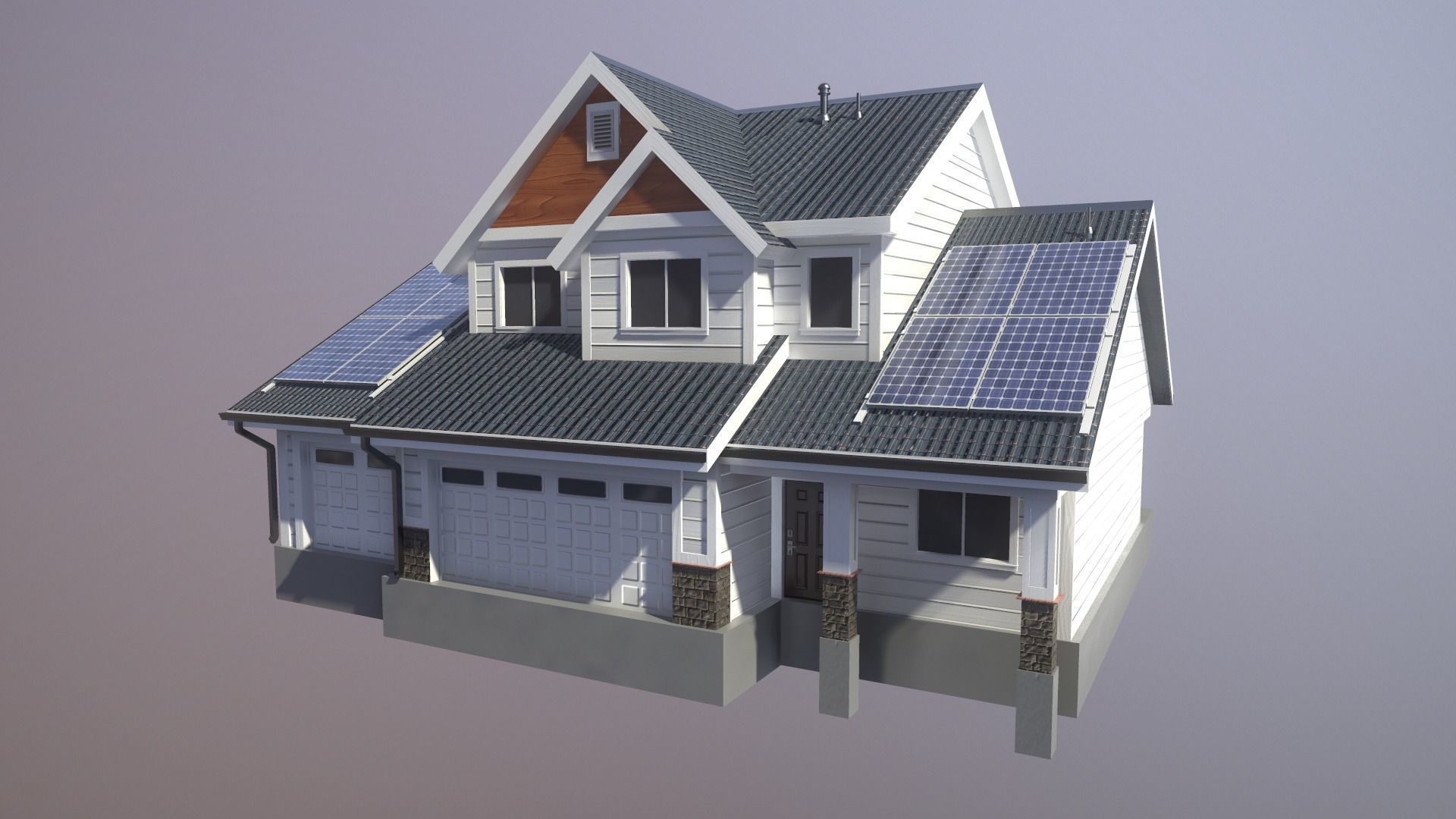Modern Suburban House 1 Low-poly 3D model_6