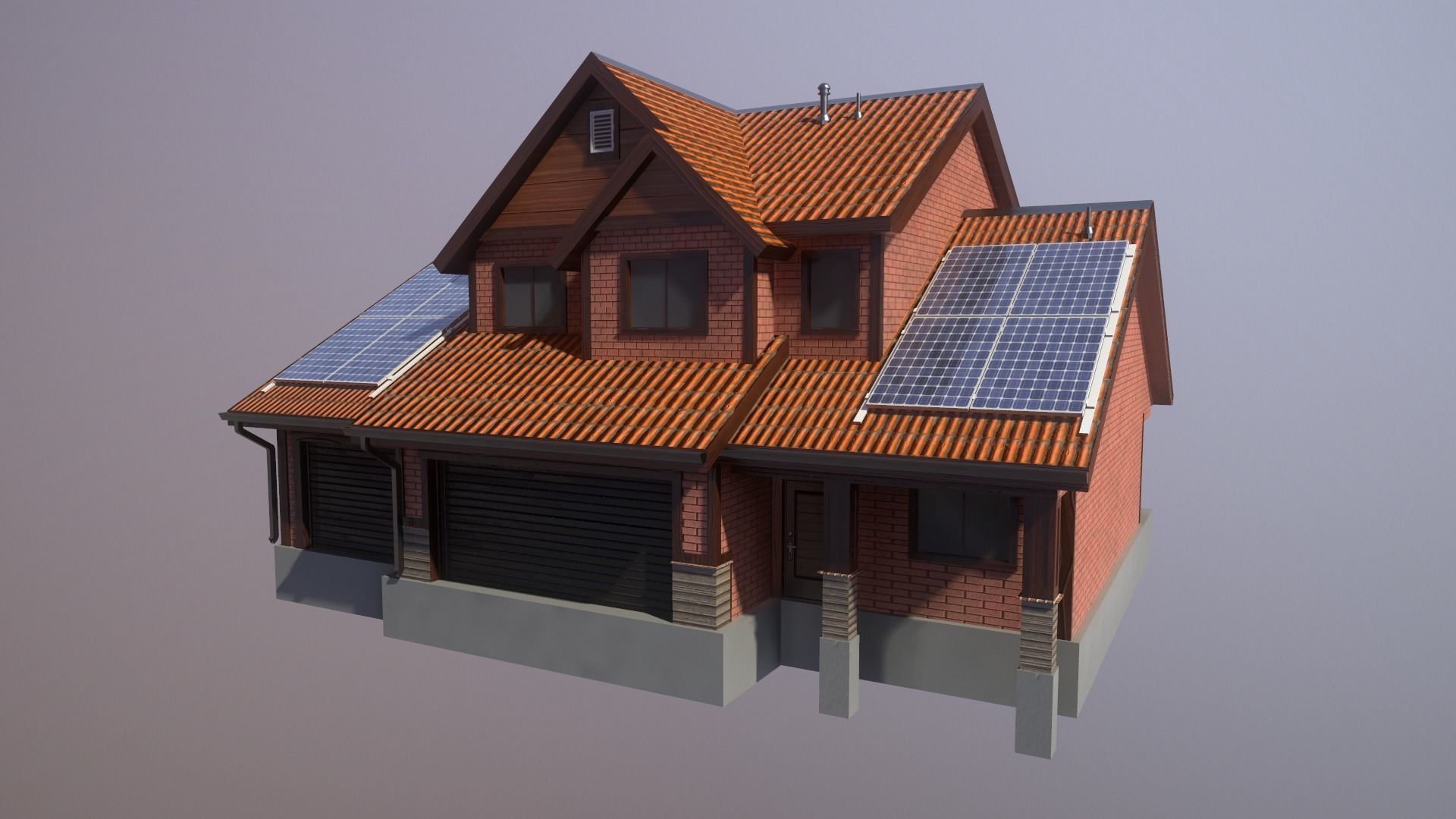 Modern Suburban House 1 Low-poly 3D model_7