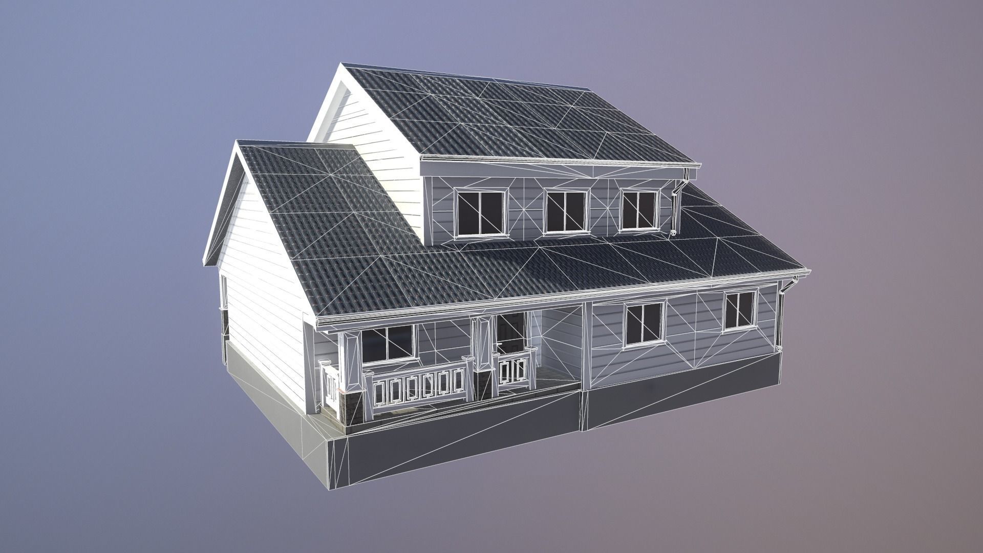 Modern Suburban House 1 Low-poly 3D model_5