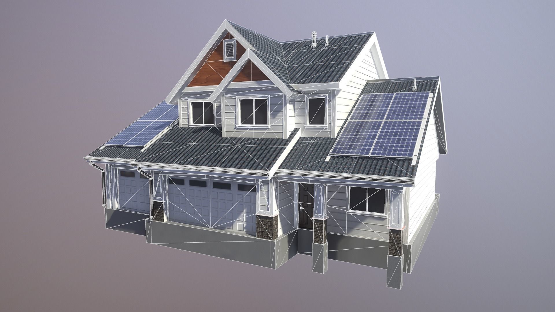 Modern Suburban House 1 Low-poly 3D model_4