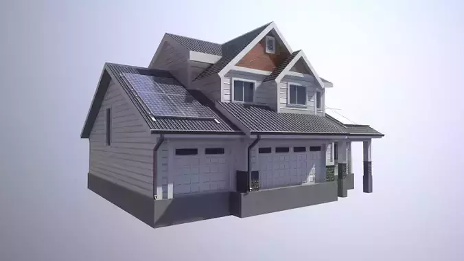 Modern Suburban House 1 Low-poly 3D model