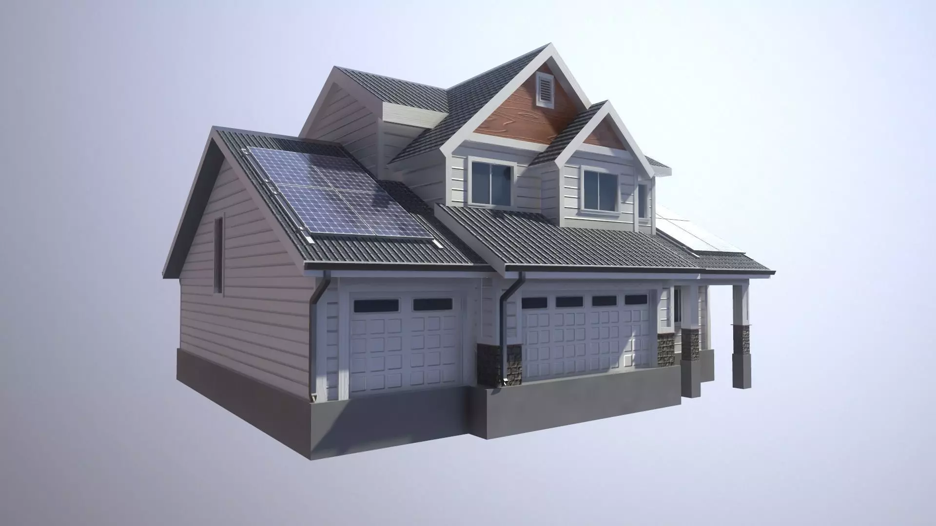 Modern Suburban House 1 Low-poly 3D model_0