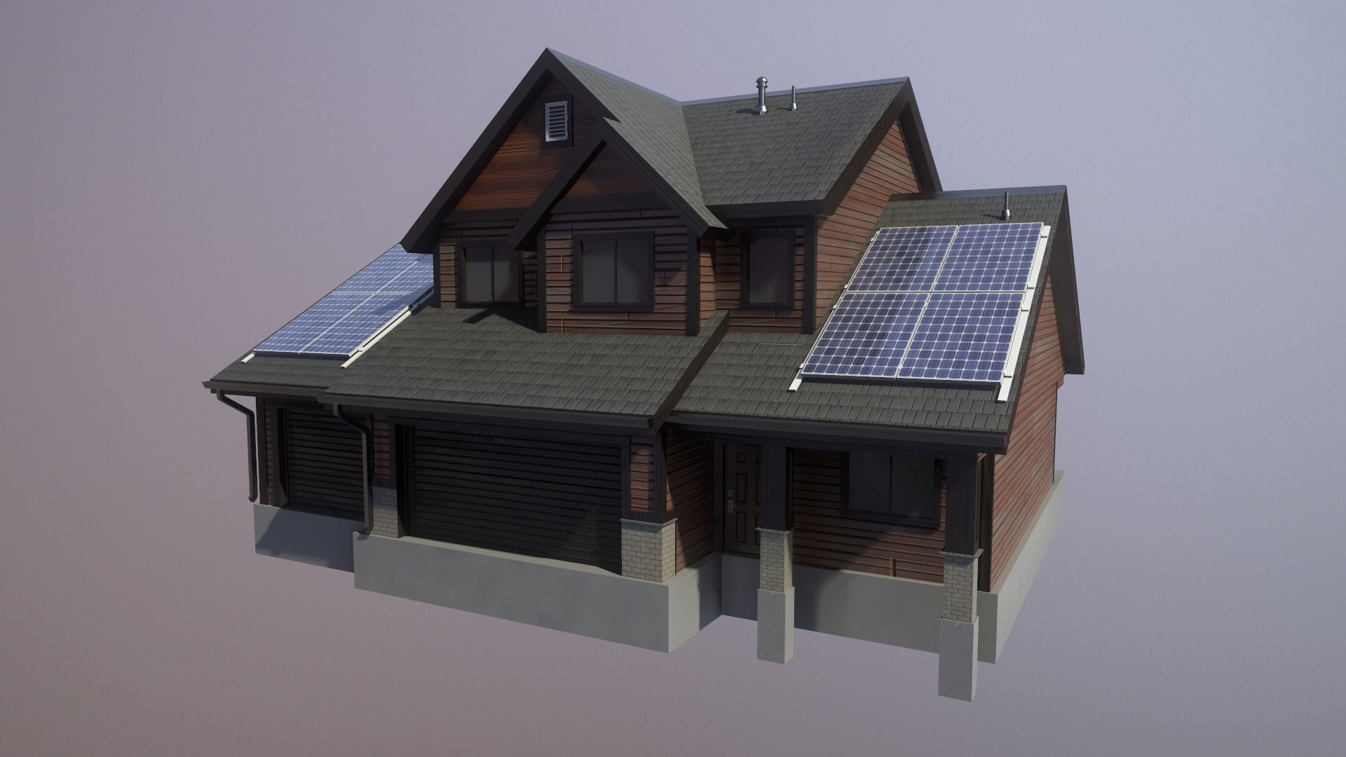 Modern Suburban House 1 Low-poly 3D model_10