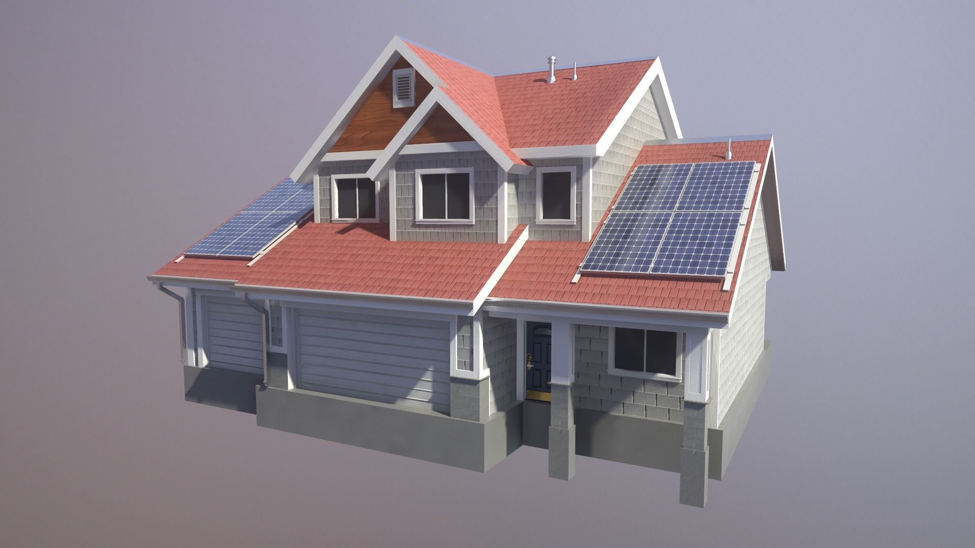Modern Suburban House 1 Low-poly 3D model_8