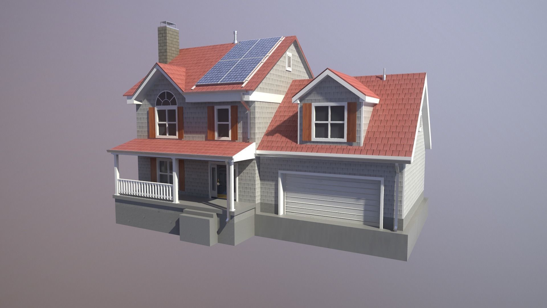 Modern Suburban House 2 Low-poly 3D model_7