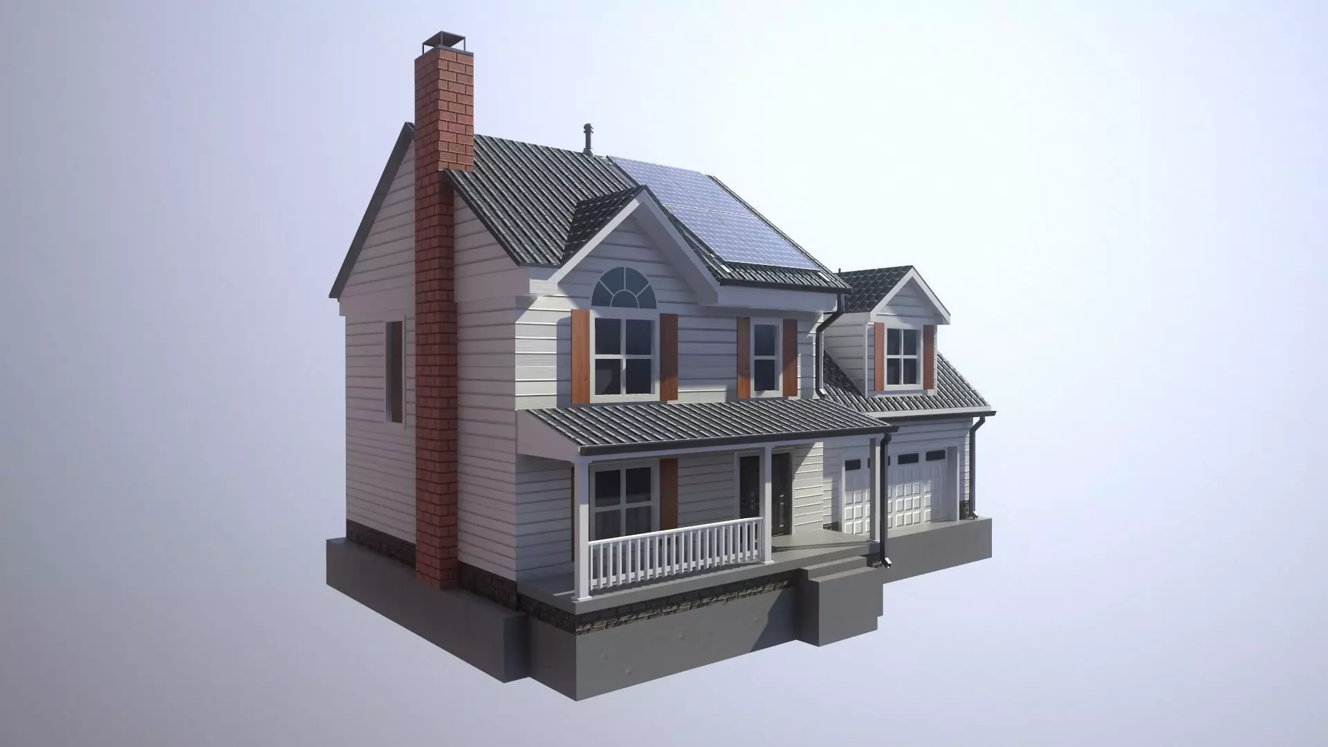 Modern Suburban House 2 Low-poly 3D model_0