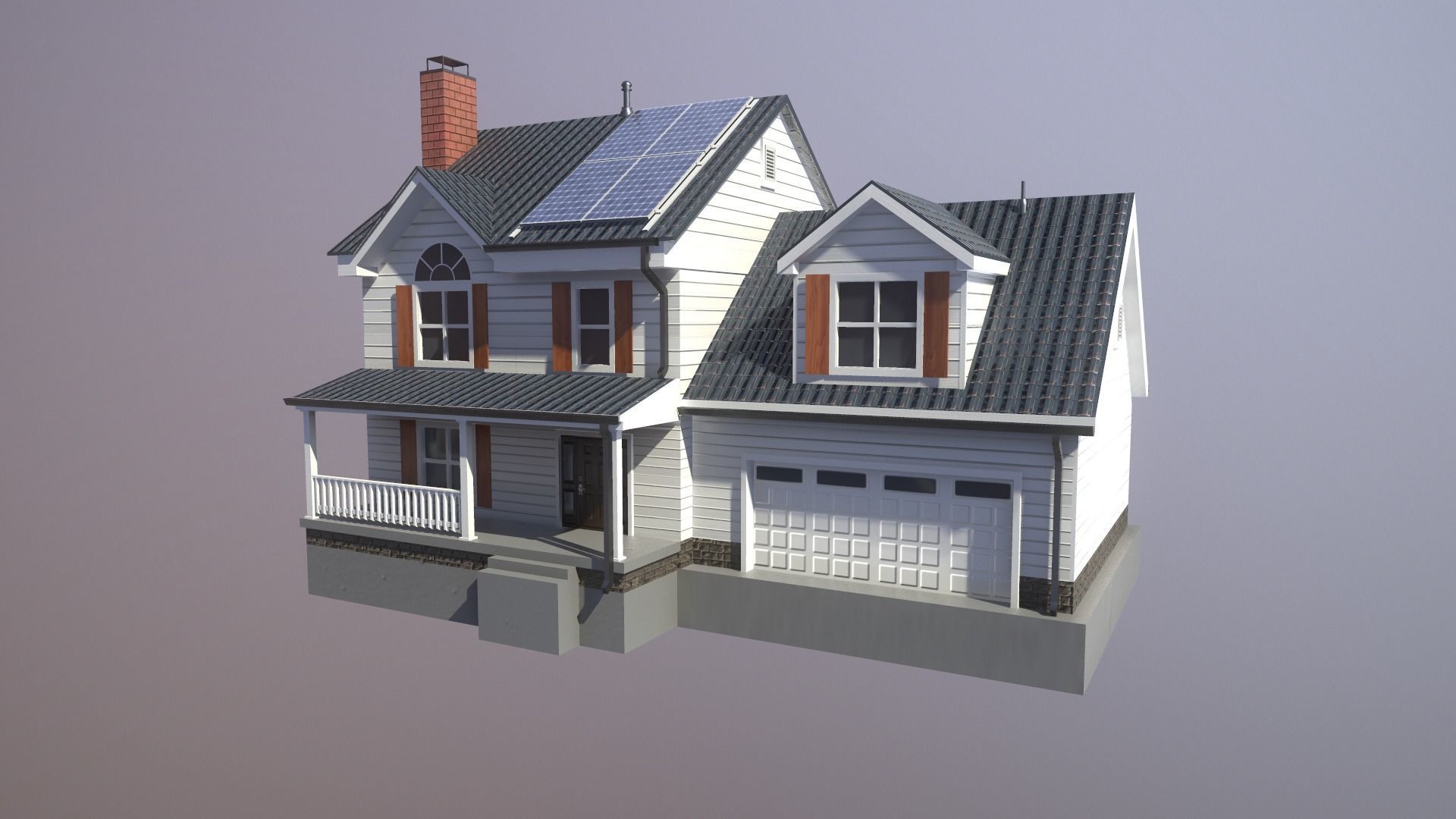 Modern Suburban House 2 Low-poly 3D model_3