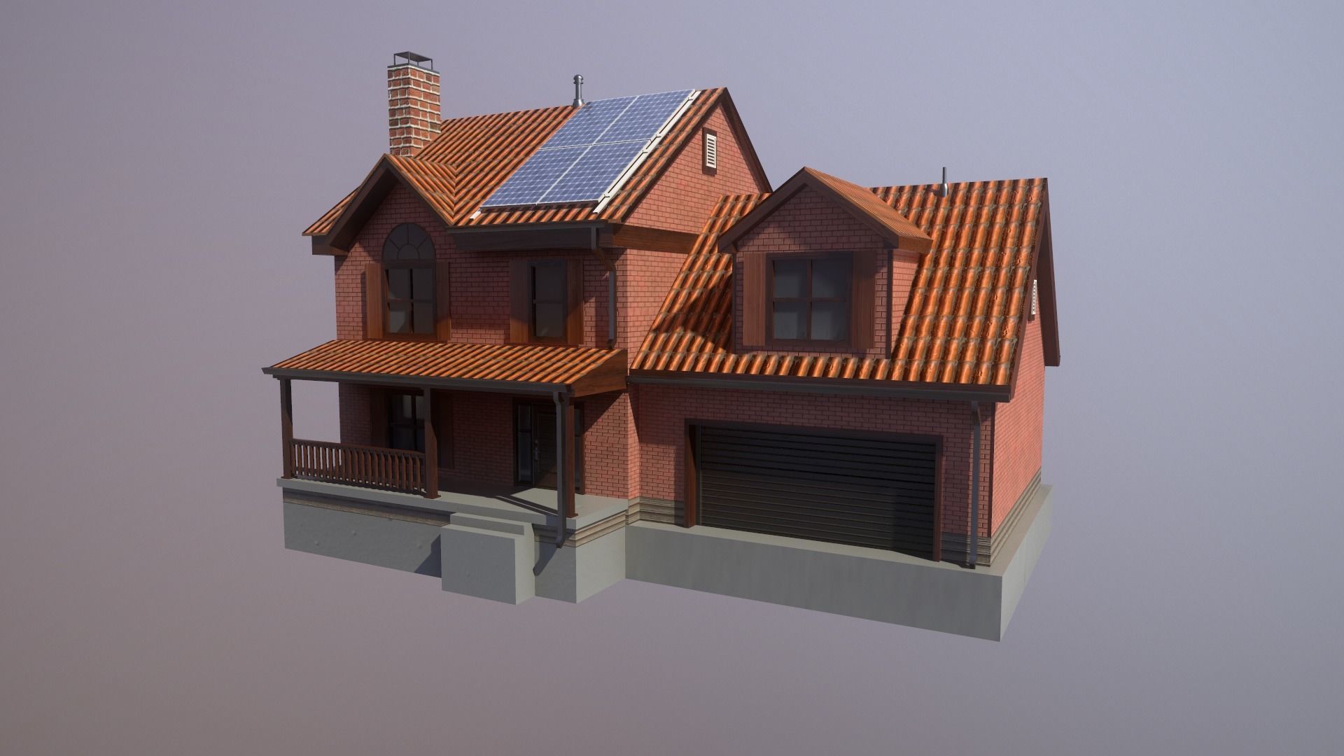Modern Suburban House 2 Low-poly 3D model_6