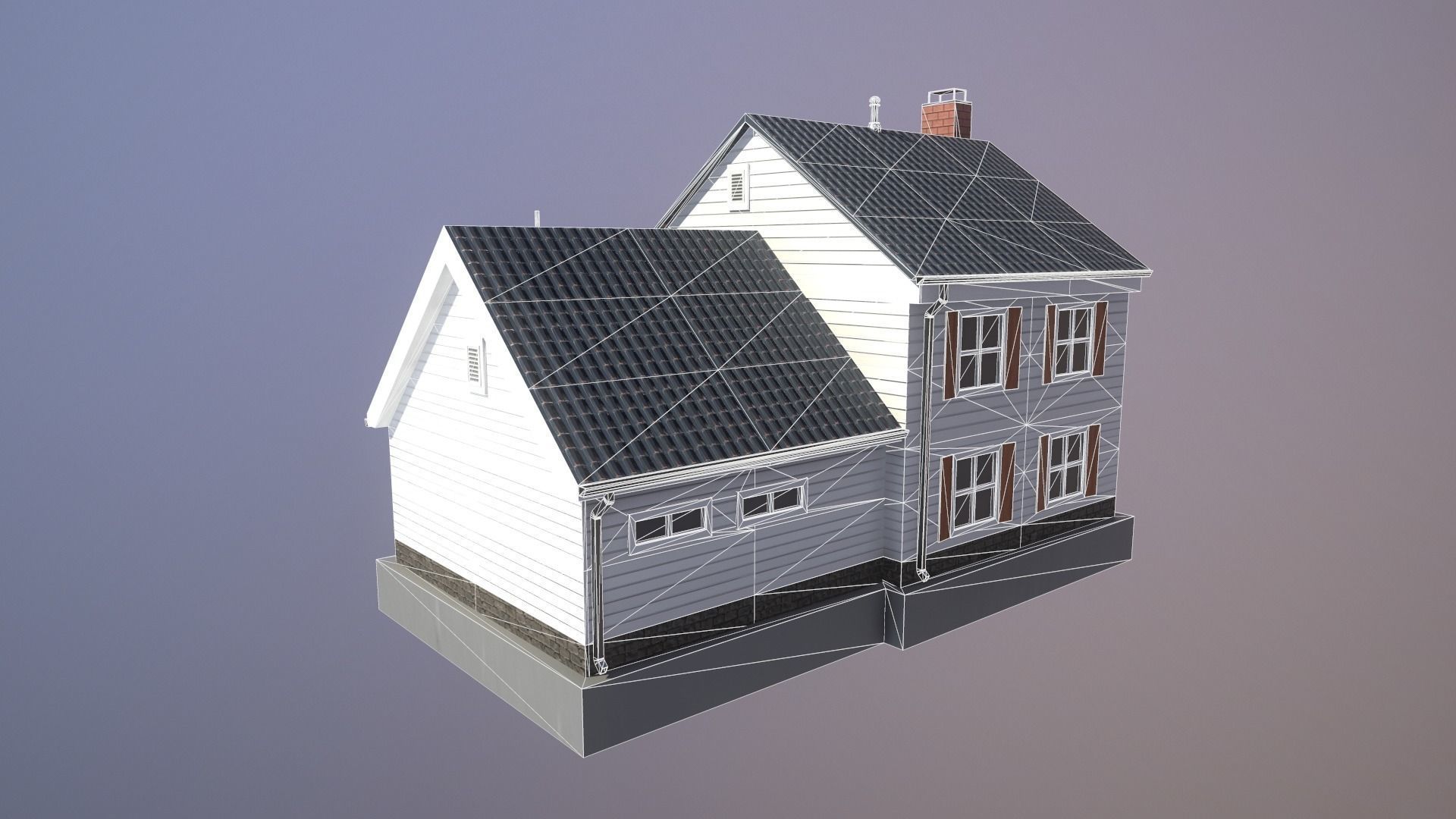 Modern Suburban House 2 Low-poly 3D model_5