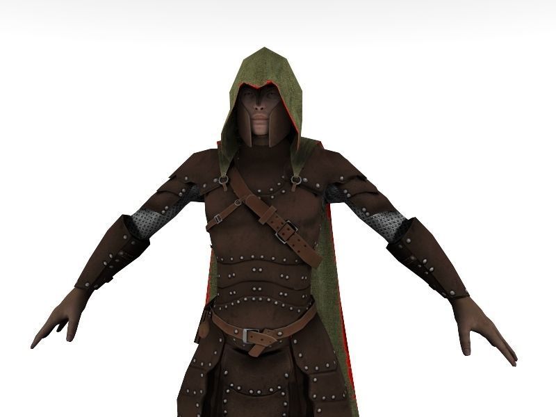 Elf medieval warrior Low-poly 3D model_1