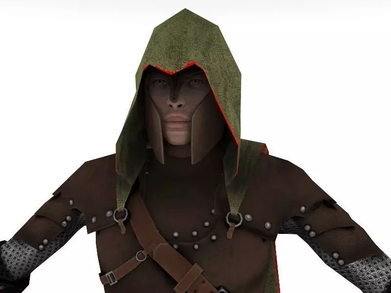 Elf medieval warrior Low-poly 3D model_0